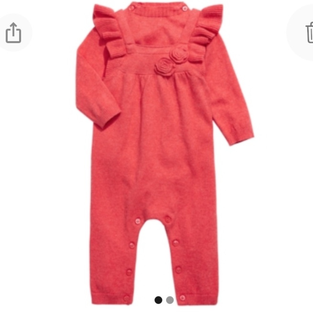 NEW First Impressions 2 Piece Body Suit Overall Sweater Outfit, Size 6-9 Months